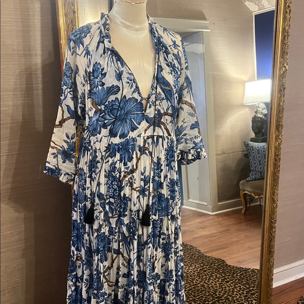 Samantha Sung Blue and White Floral Dress